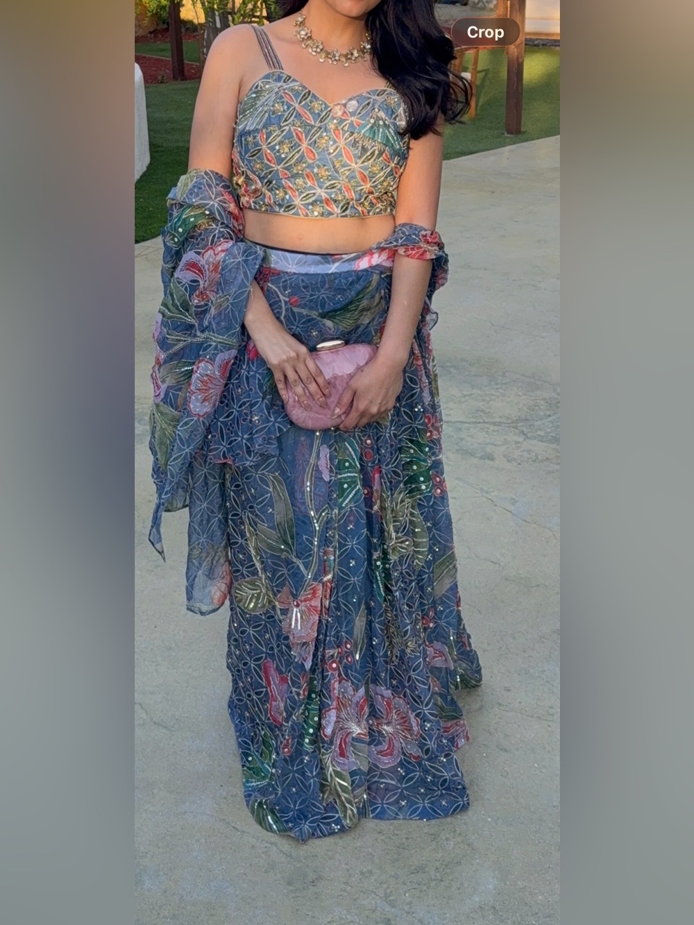 Embellished Blue Floral saree